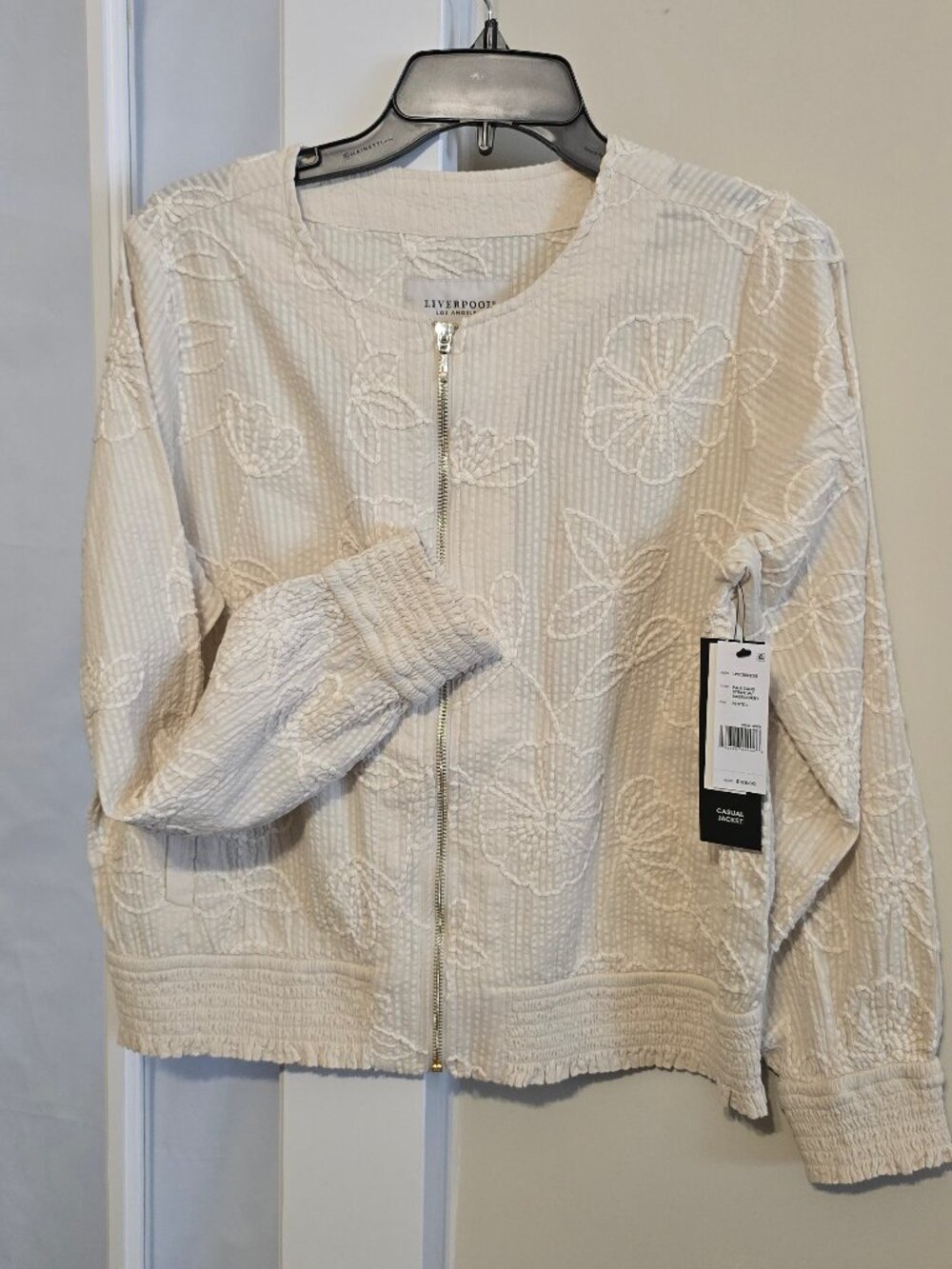 Liverpool Los Angeles Long Sleeve Jacket with Smocking  Size Petite L  *NWT